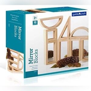 Mirror Blocks - Natural Wood and Reflective Silver